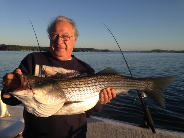 Charter fishing boat for stripers at SML